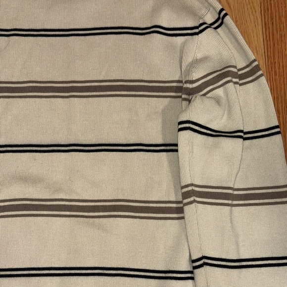Mango Men's Cream and Brown Striped Crewneck Sweater - Picture 4 of 6